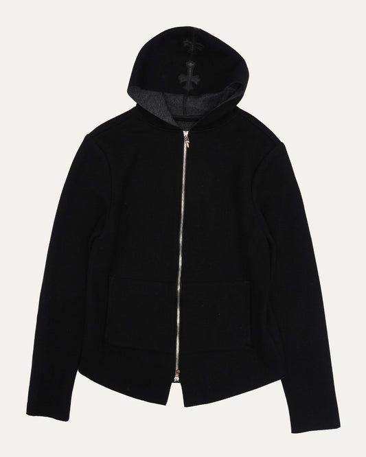 Cross Patch Cashmere Blend Zip Up Hoodie