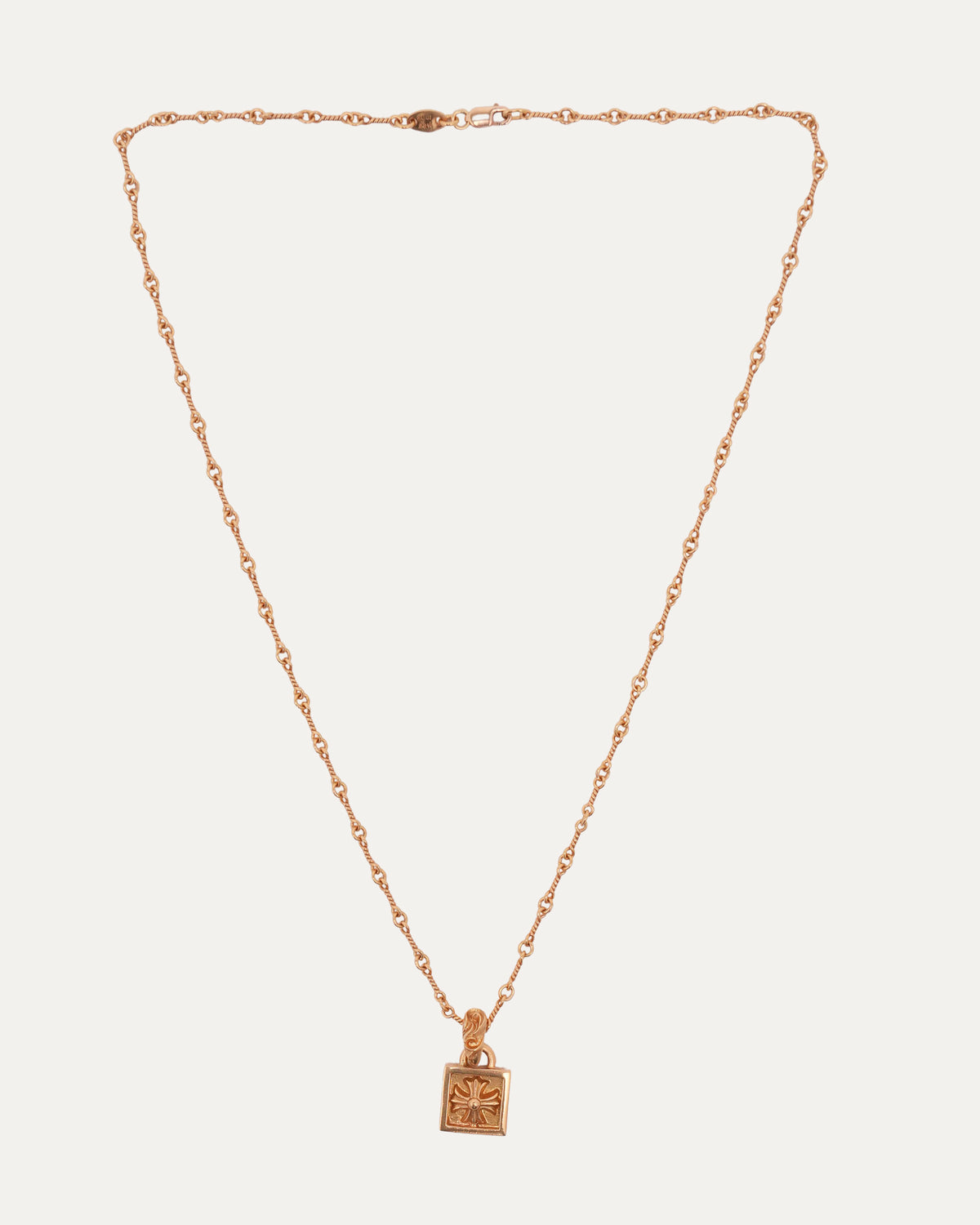 Gold Framed Cross Pendant on Gold Twist Chain