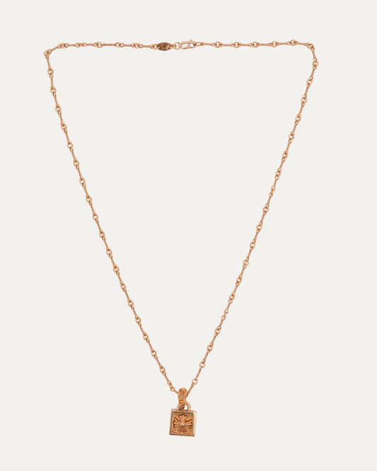 Gold Framed Cross Pendant on Gold Twist Chain