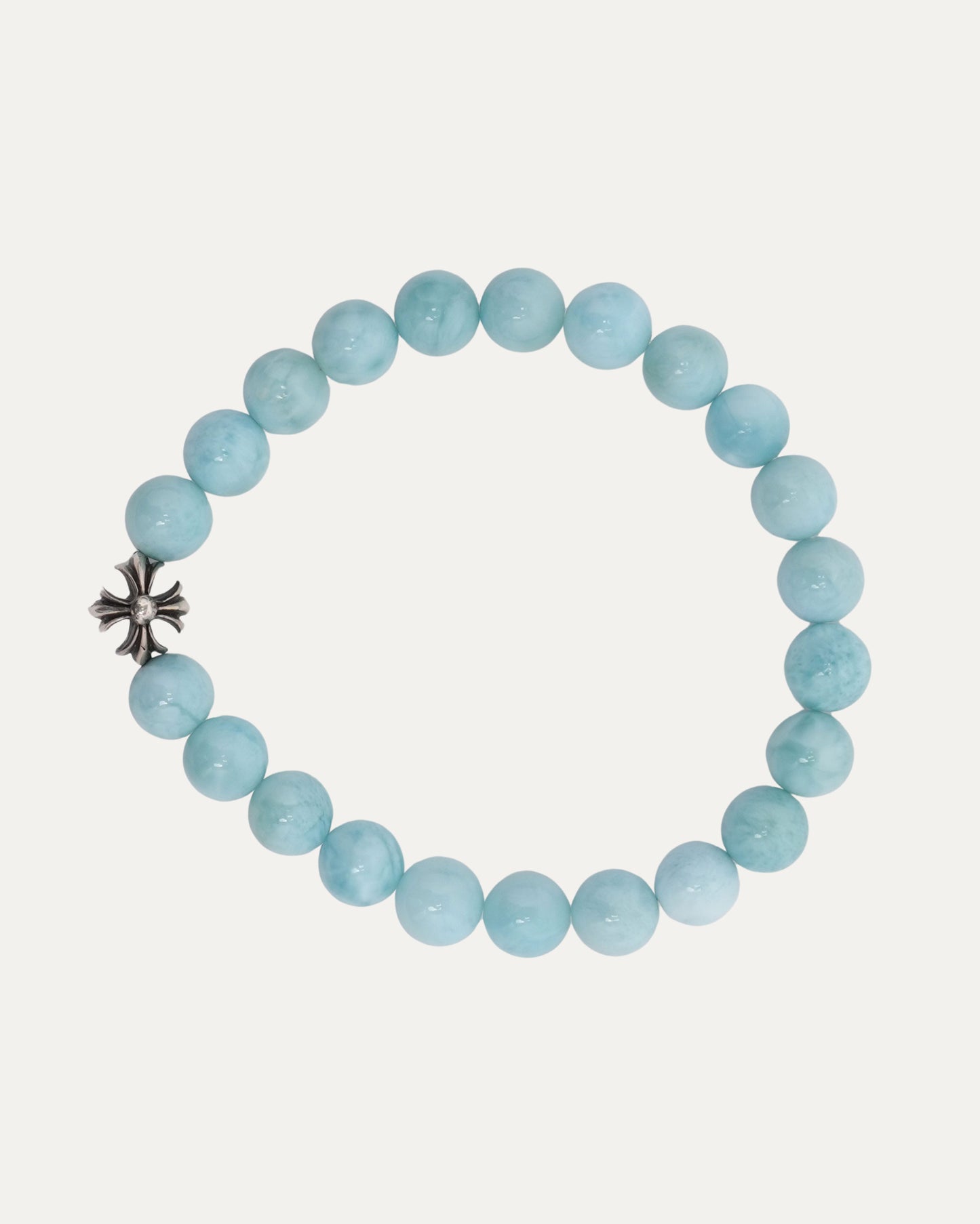 8mm Larimar Plus Cross Bead Bracelet