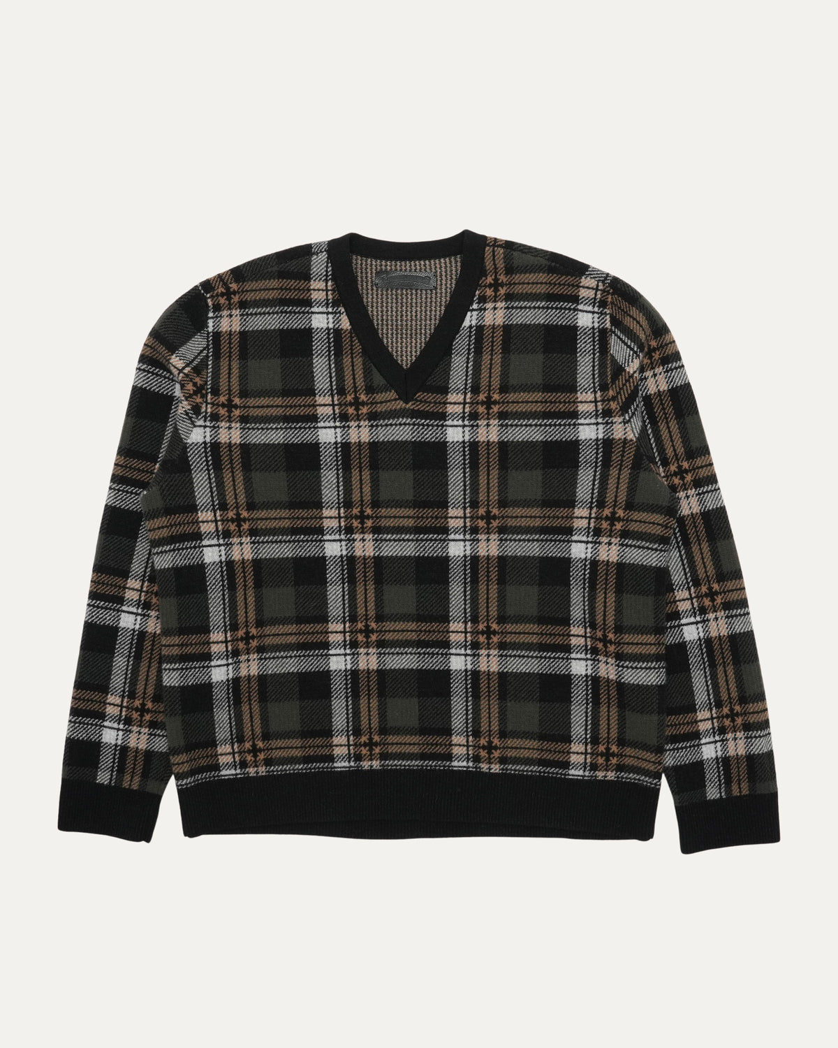 Cashmere Blend Plaid V-Neck Sweater