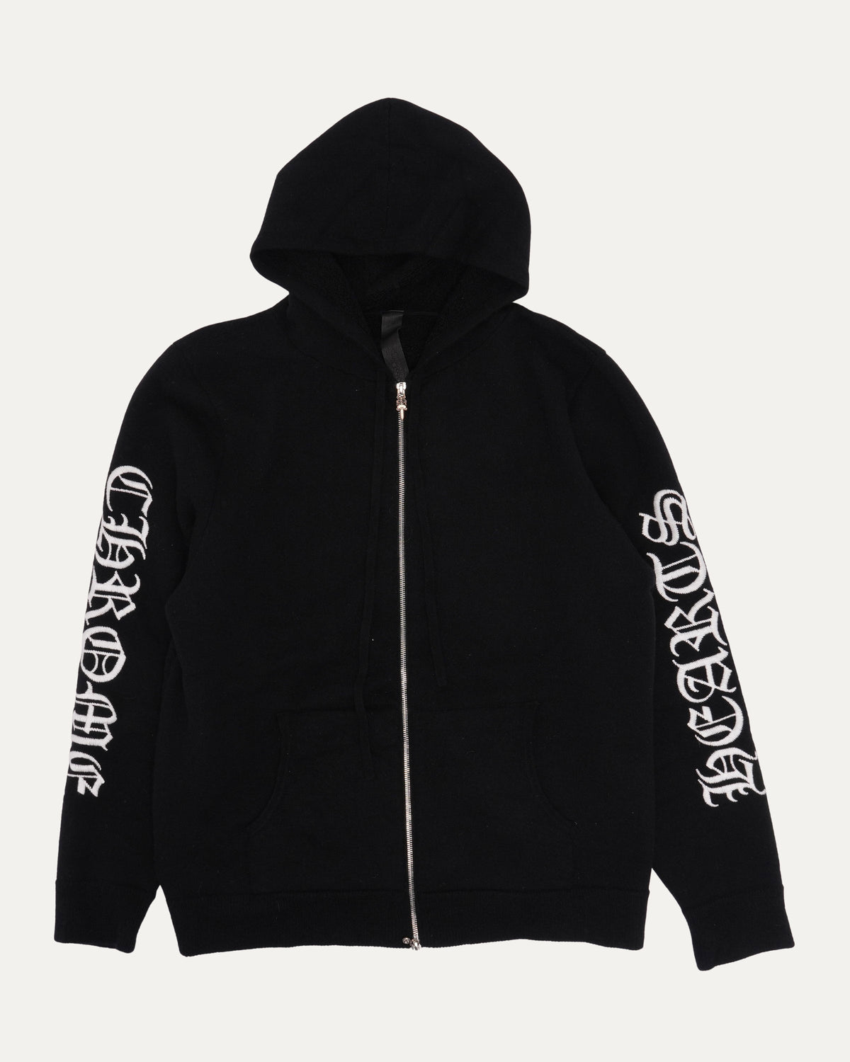 Life Sentence Spell Out Embroidered Zip Up Hoodie
