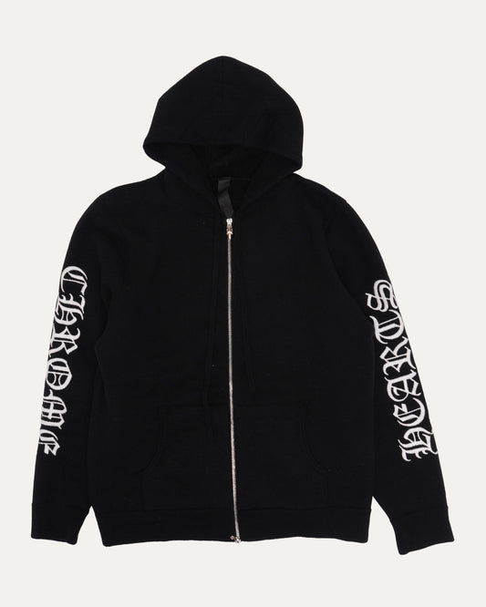 Life Sentence Spell Out Embroidered Zip Up Hoodie