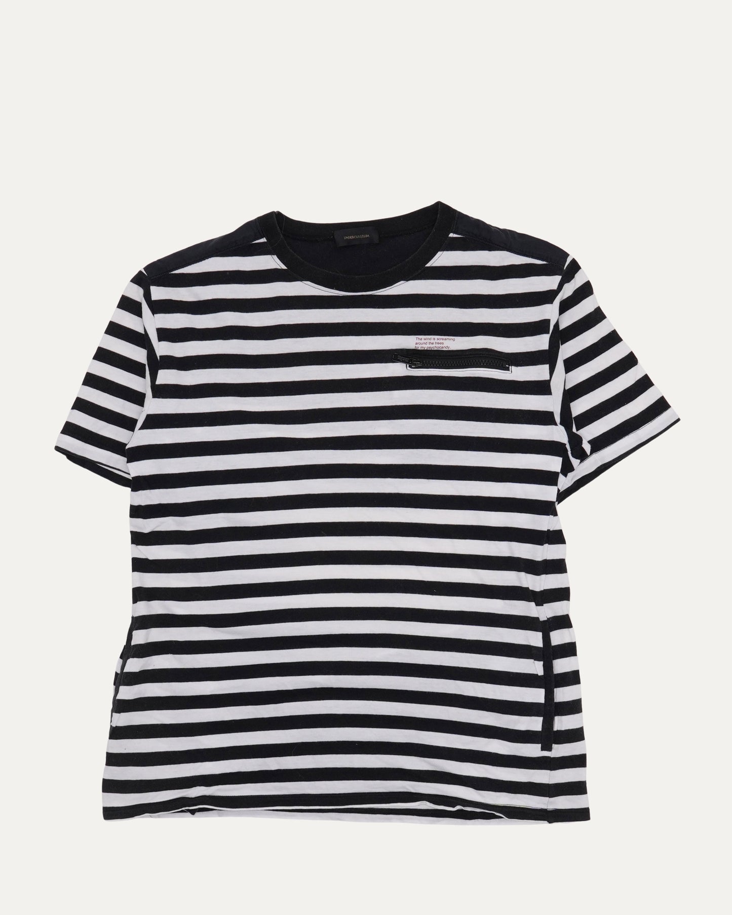 Striped Zipper Detail Pocket T-Shirt