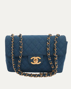 Maxi Quilted Denim Flap Bag