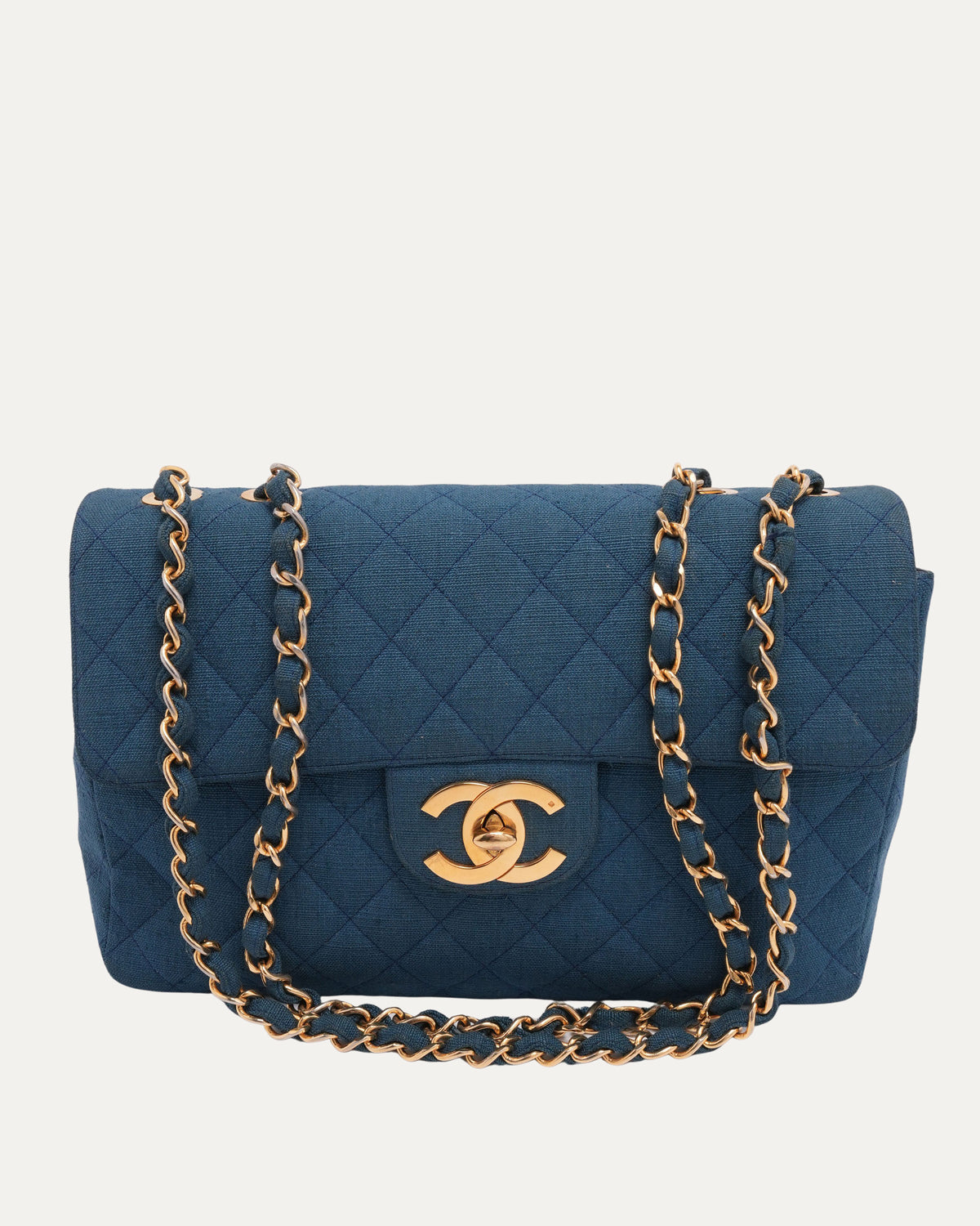 Maxi Quilted Denim Flap Bag
