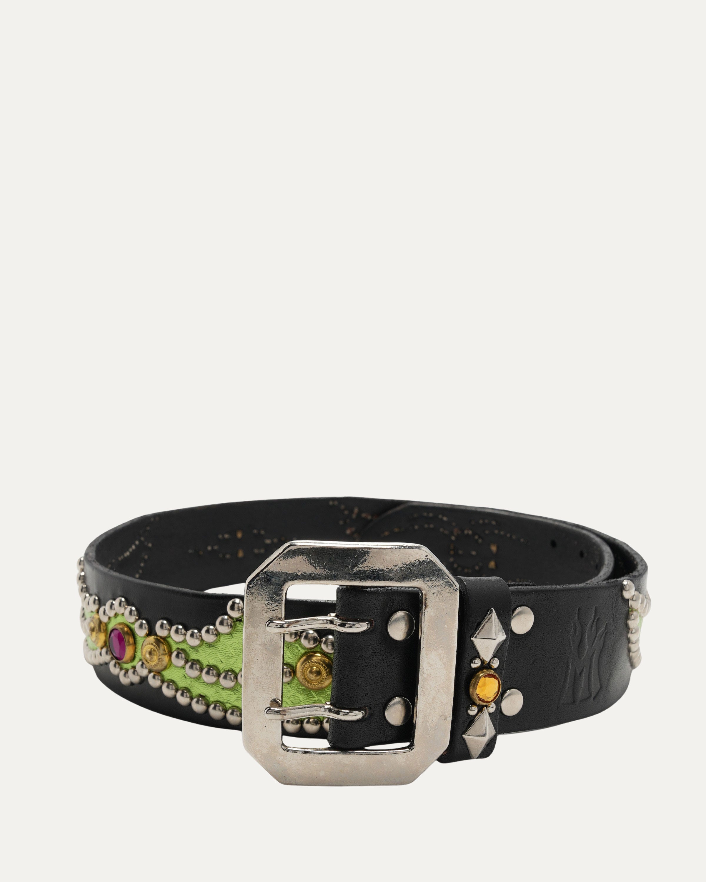 Studded Leather Snake Inlay Belt