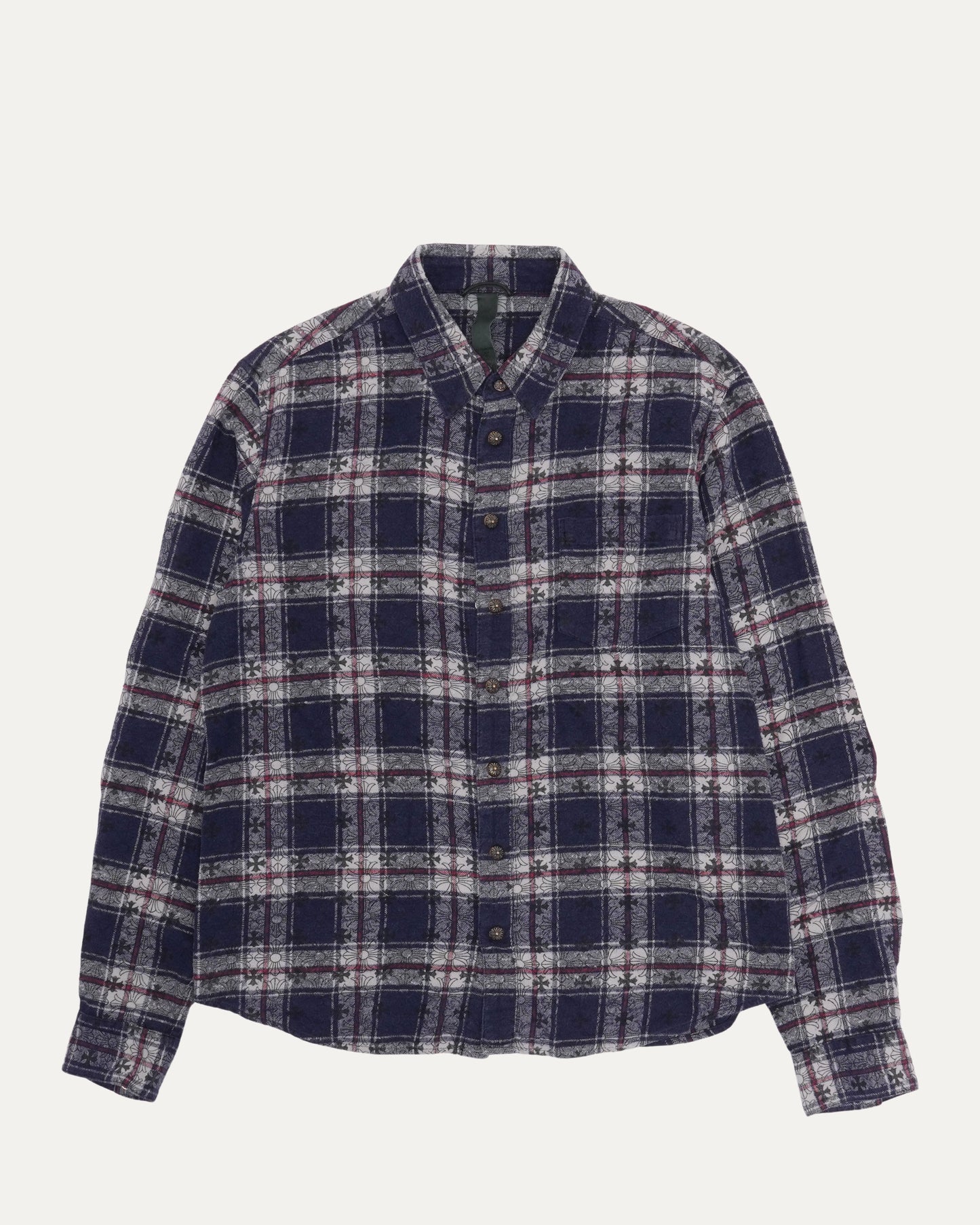 Monogram Cross Patch Loose Ends Flannel Shirt