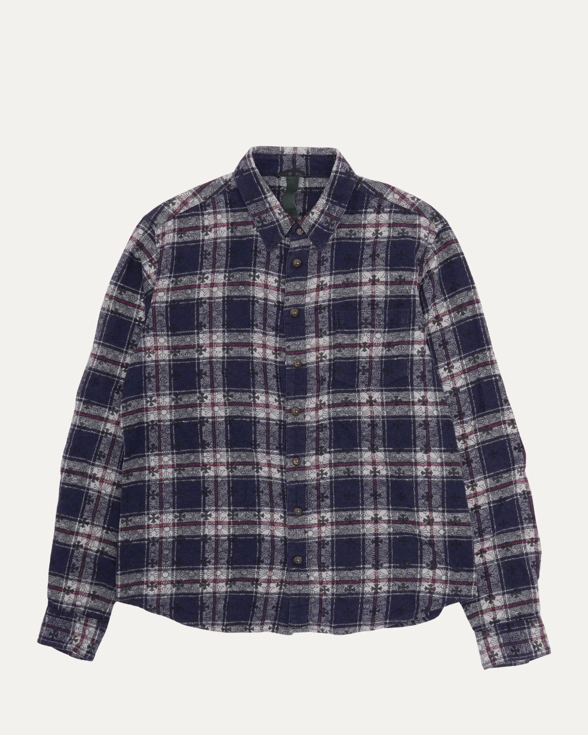 Monogram Cross Patch Loose Ends Flannel Shirt