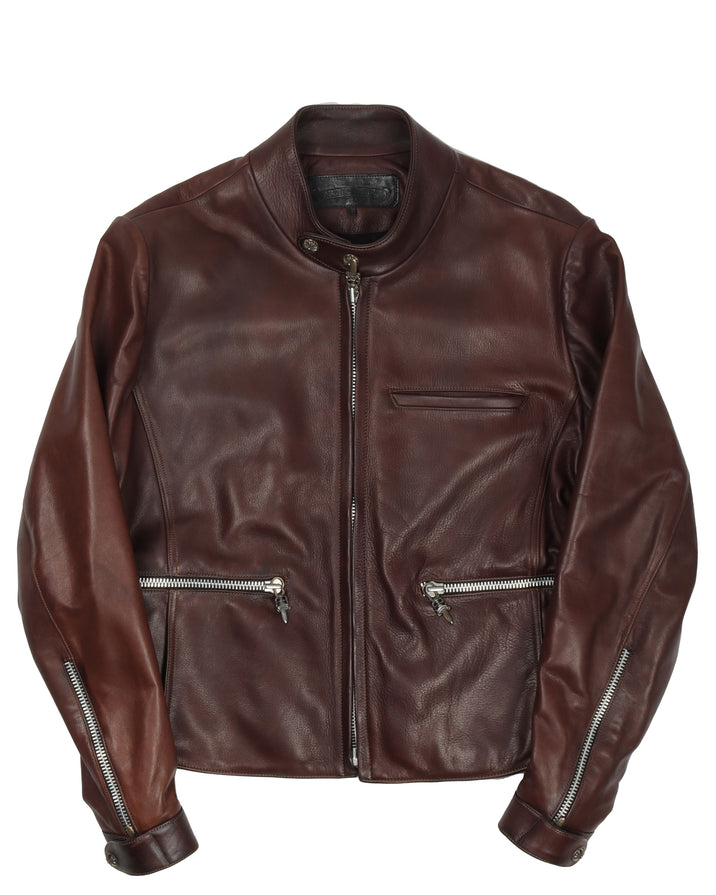 1 of 1 Brown Leather Motorcycle Riding Jacket