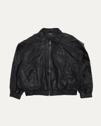 Embroidered Logo Leather Jacket