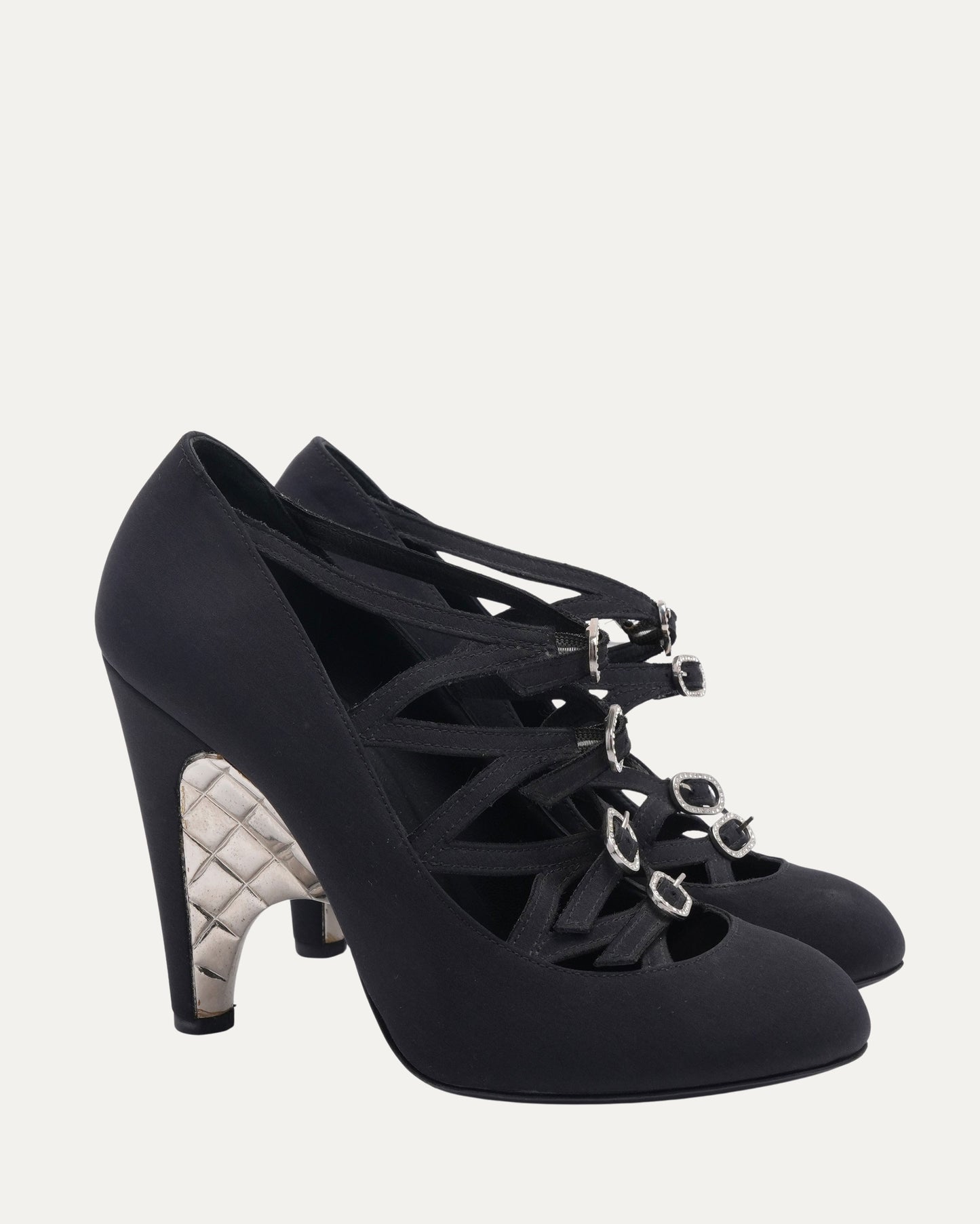 Rhinestone Buckle Heels