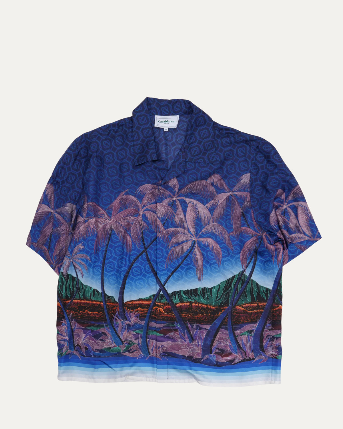 Sky Print Silk Short Sleeve Shirt