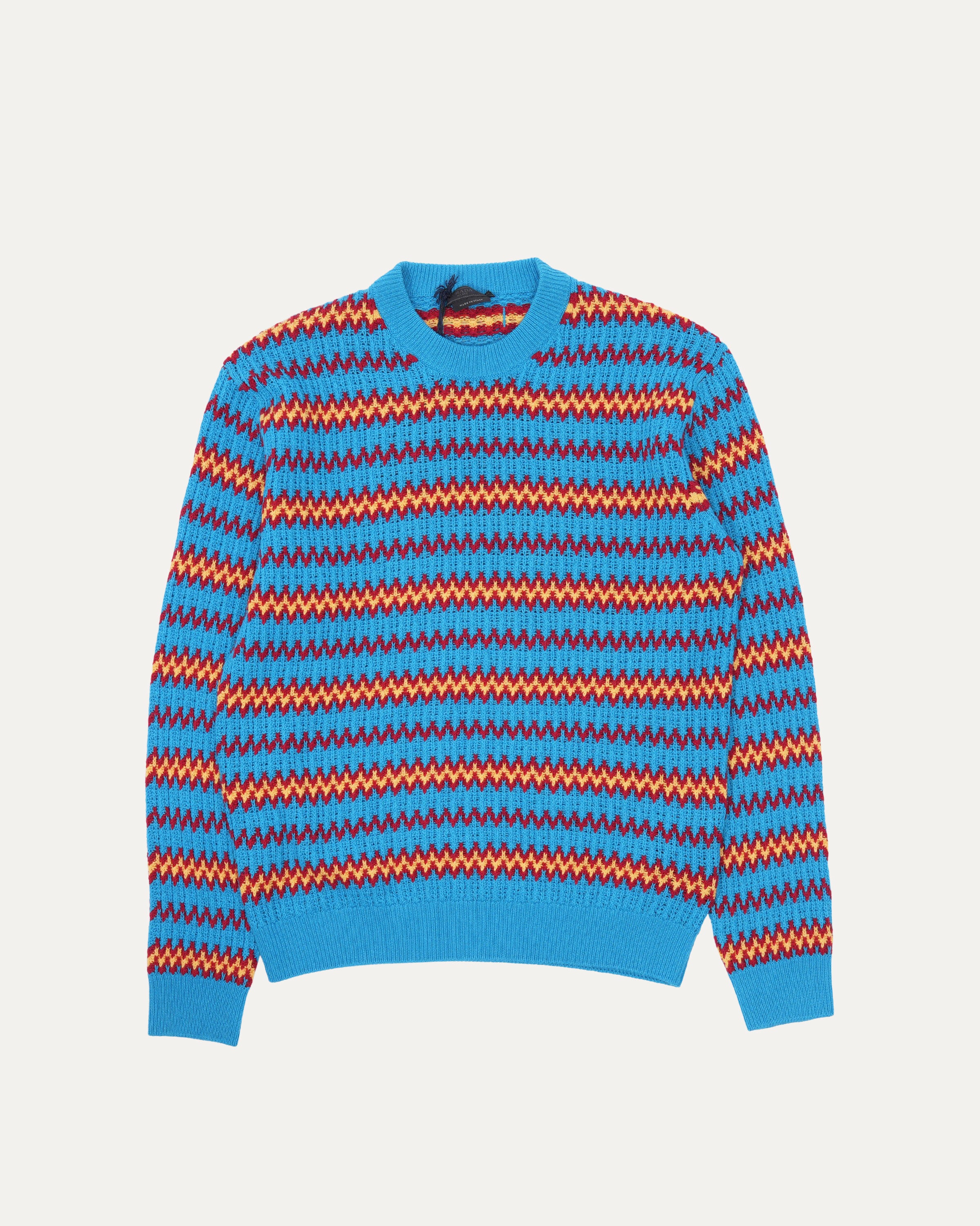 Wool Blend Multicolor Zig Zag Striped Sweater