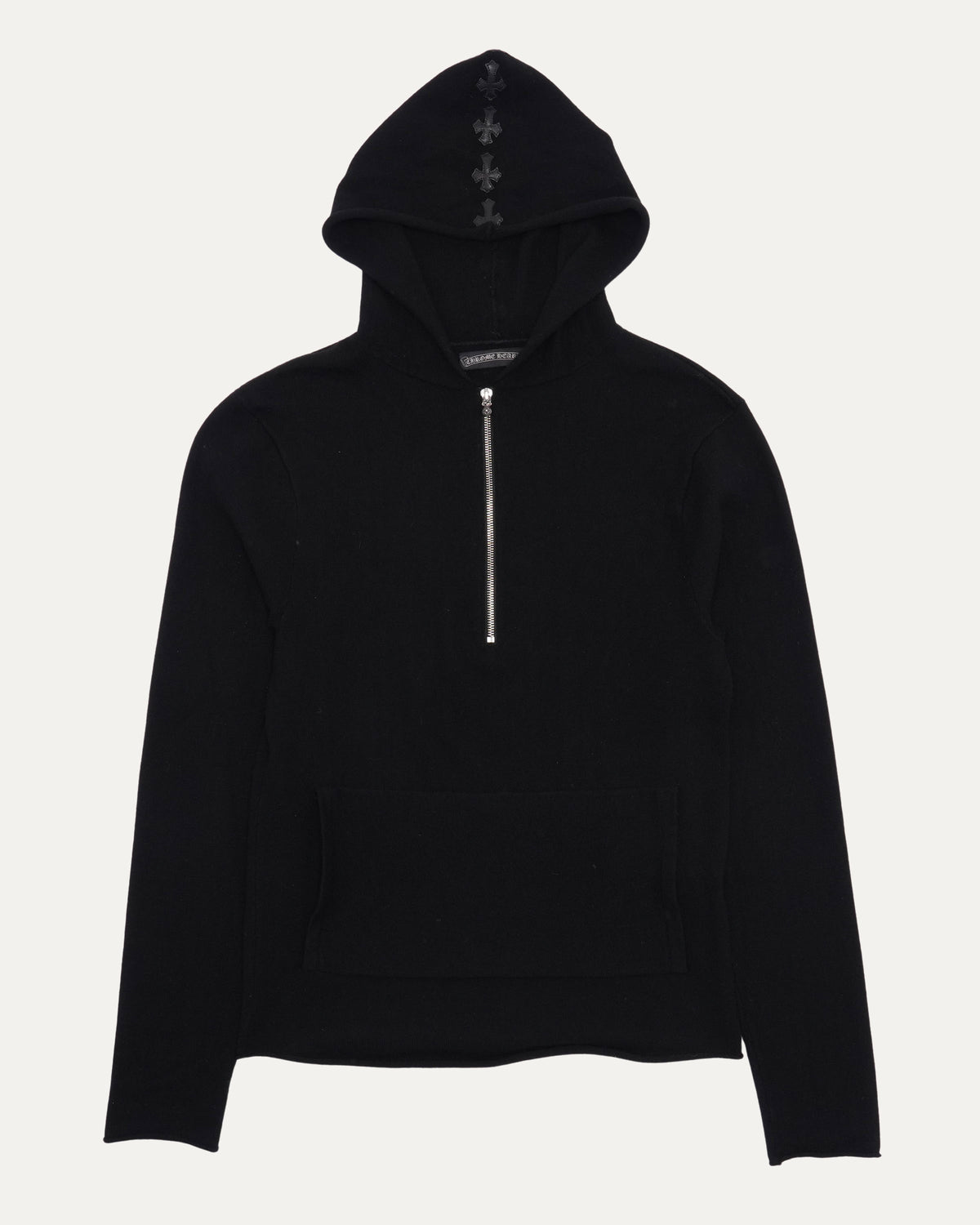 Spinal Cross Patch Cashmere Quarter Zip Hoodie