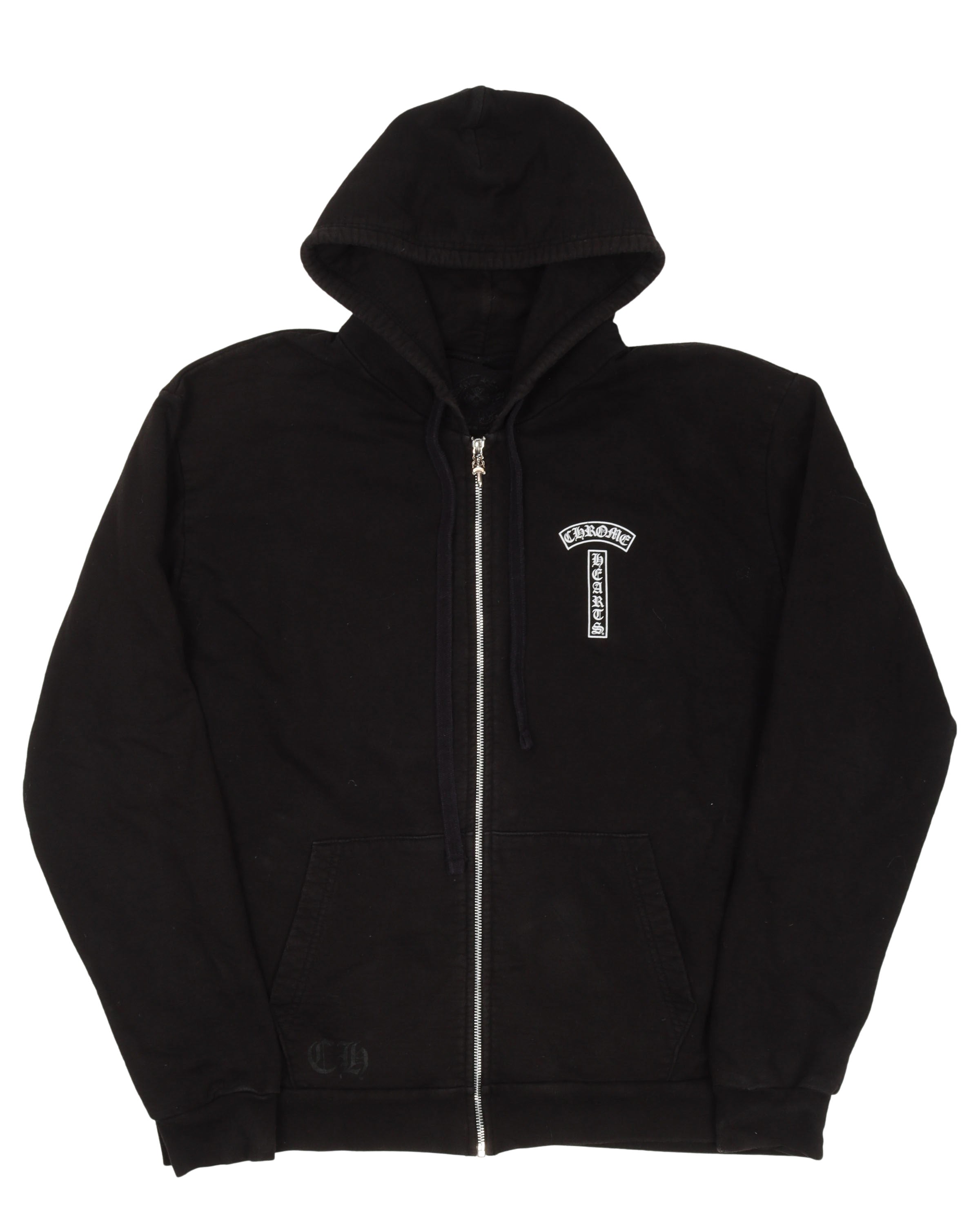 Shoulder Logo Fuck You Zip Up Hoodie