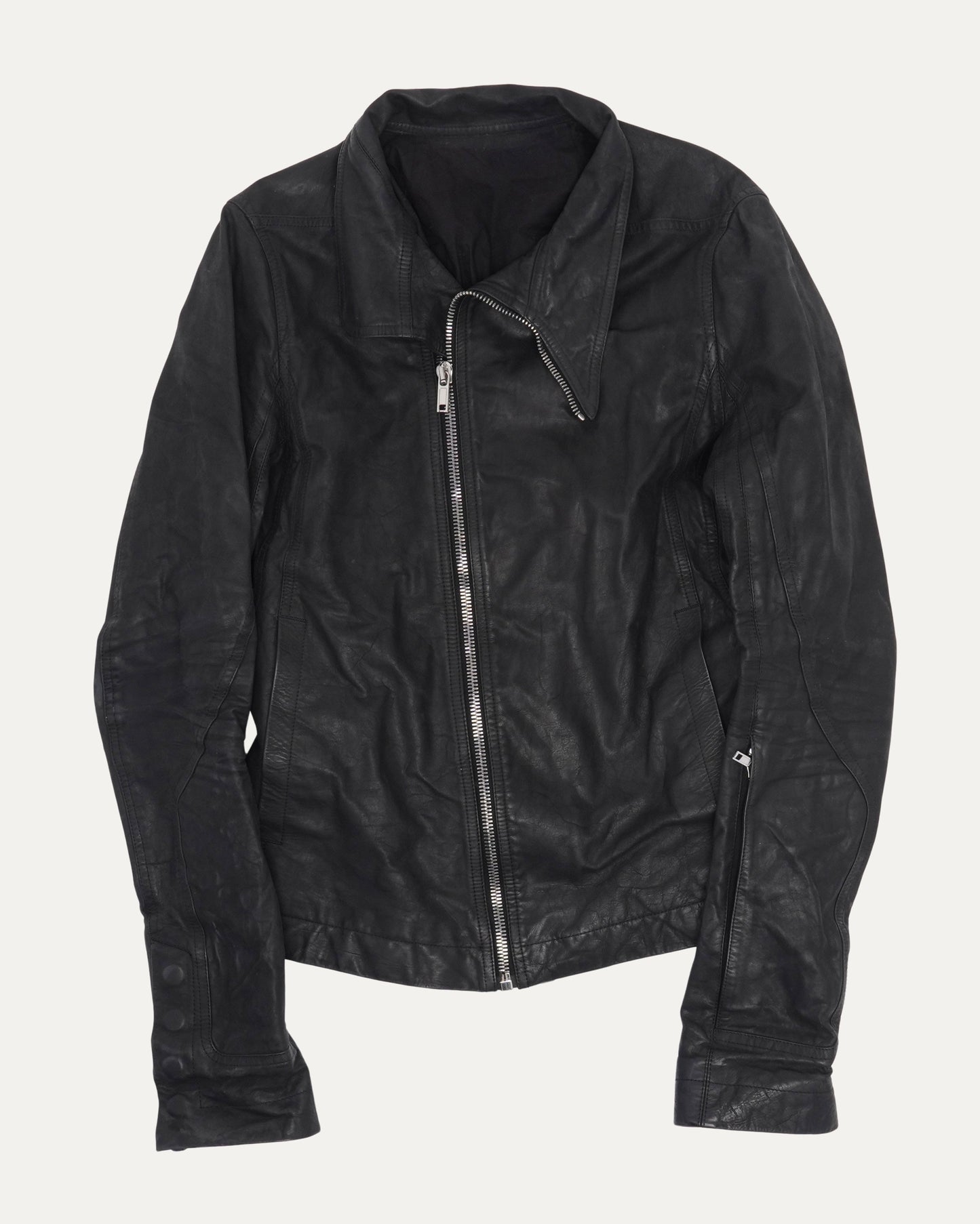 Asymmetric Zip Leather Moto Jacket