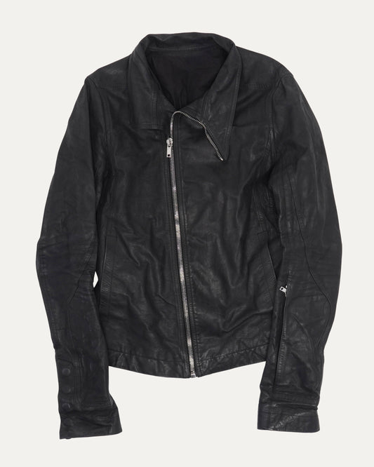 Asymmetric Zip Leather Moto Jacket