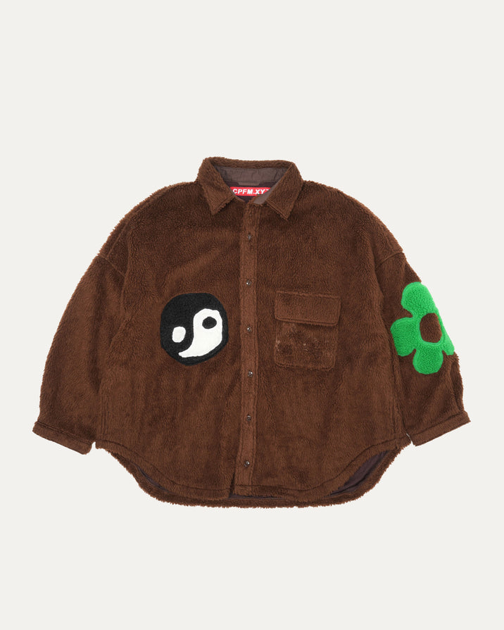 Big Fuzzy Ying Yang Brown Shirt