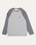 Silk Blend Cross Patch Long Sleeve Raglan T-Shirt
