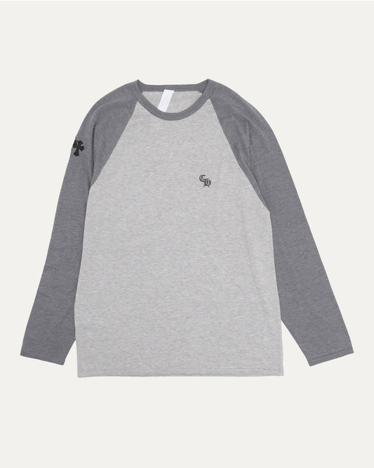 Silk Blend Cross Patch Long Sleeve Raglan T-Shirt