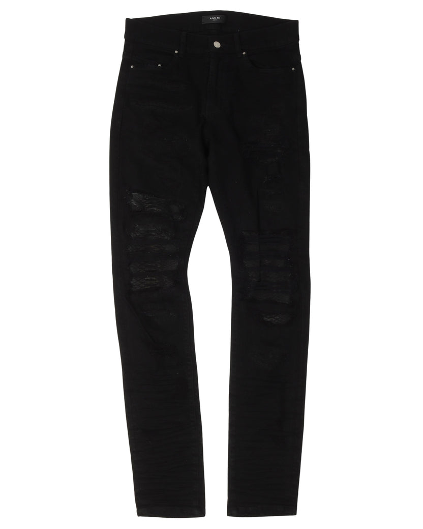 MX1 Leather Snake Skin Distressed Jeans