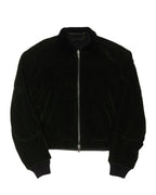 Reversible Green & Black Velour Bomber Jacket