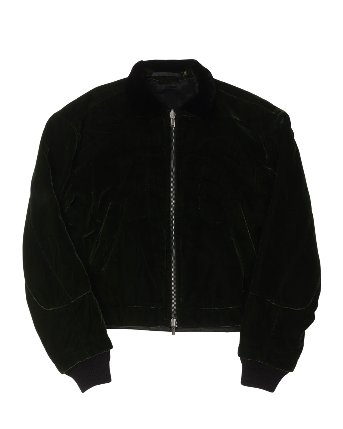 Reversible Green & Black Velour Bomber Jacket