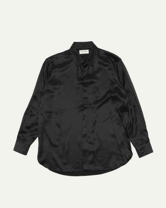 Hidden Placket Silk Shirt