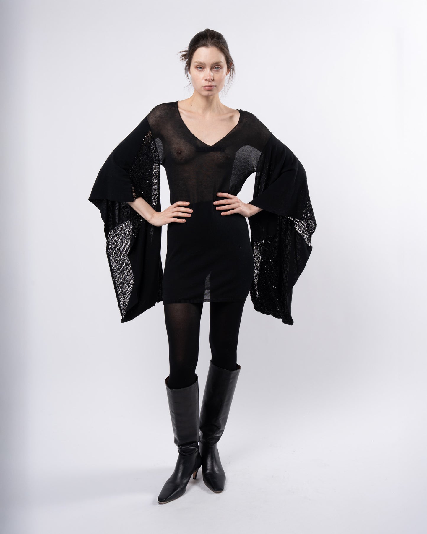 Galliano Era Wide Sleeve Light Knit Dress