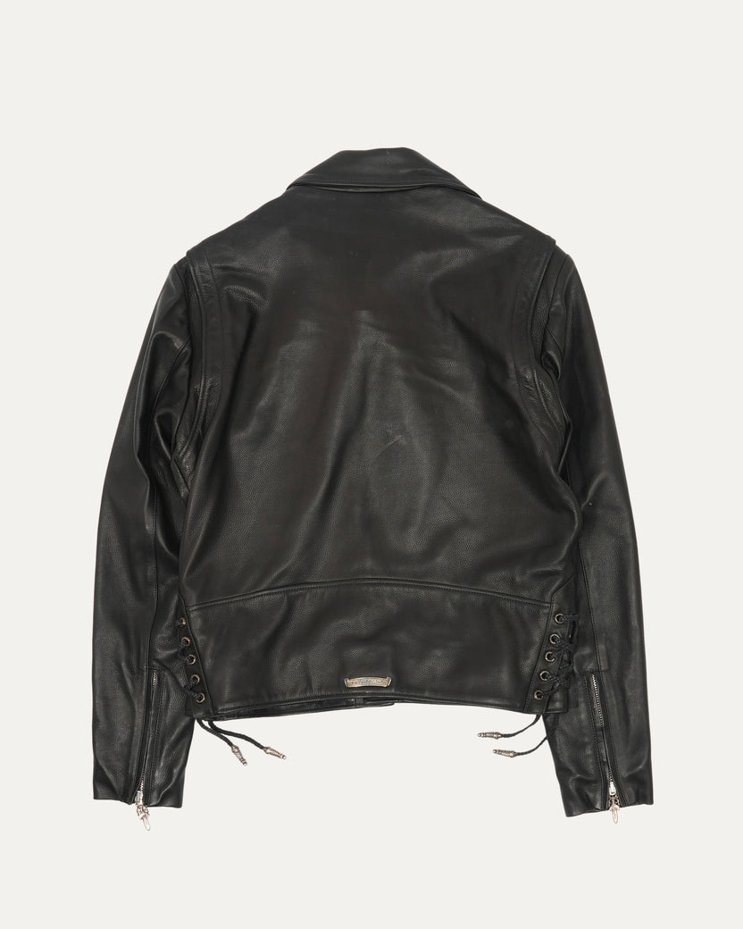 Hermes Lined Leather Belted Biker Jacket