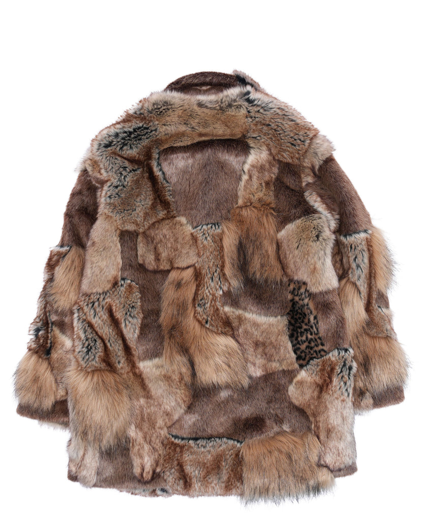MM6 Maison Margiela Patchwork Faux Fur Coat