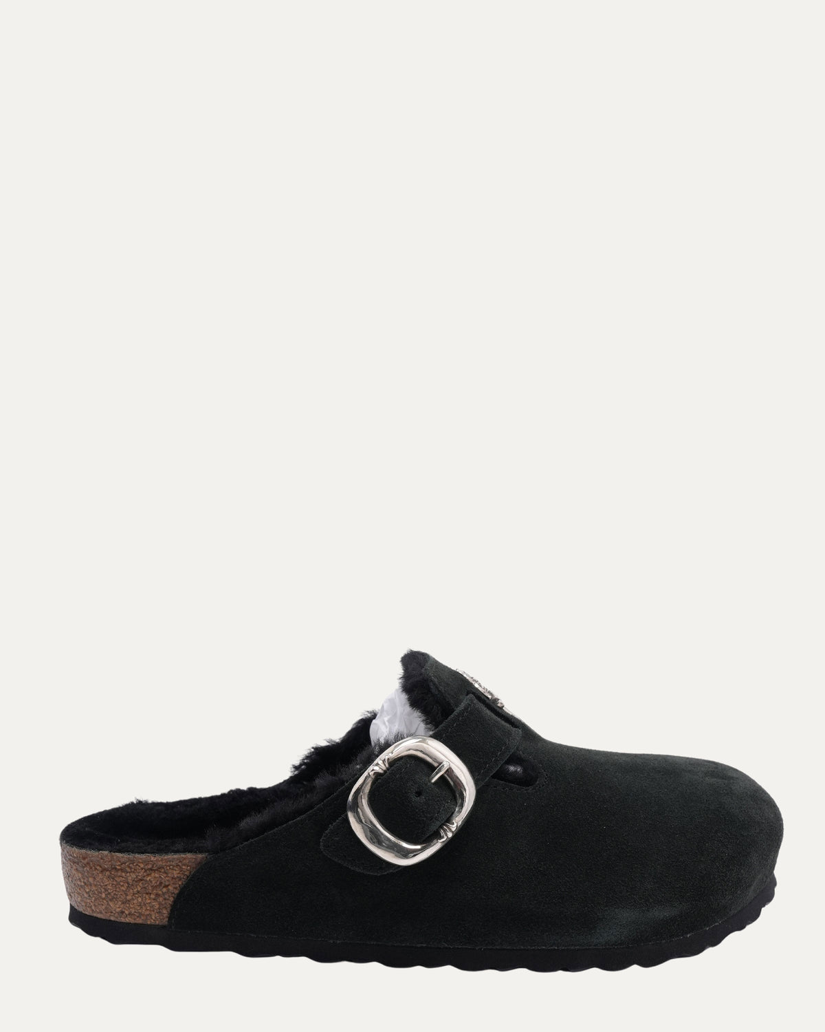 Dagger Embellished Shearling Lined Birkenstock Boston Suede Mule