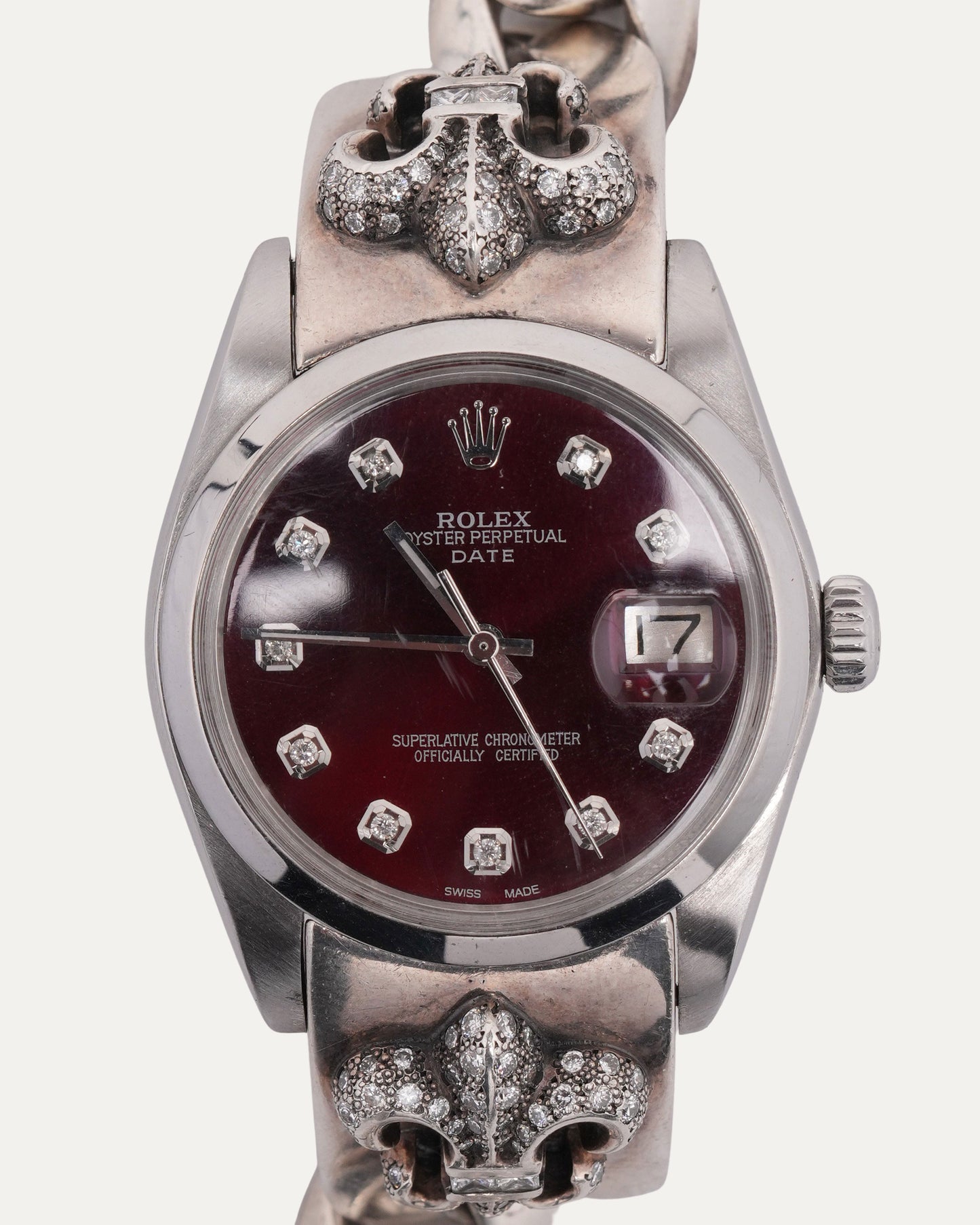 Diamond Fleur De Lis Rolex Oyster Perpetual 34mm Watch