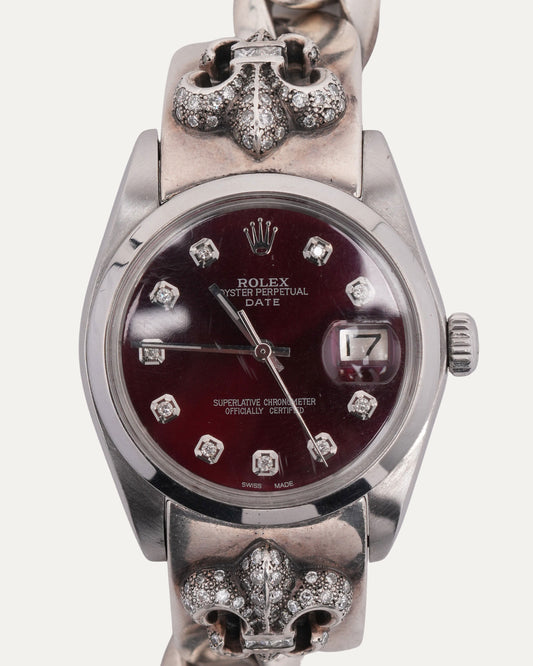 Diamond Fleur De Lis Rolex Oyster Perpetual 34mm Watch