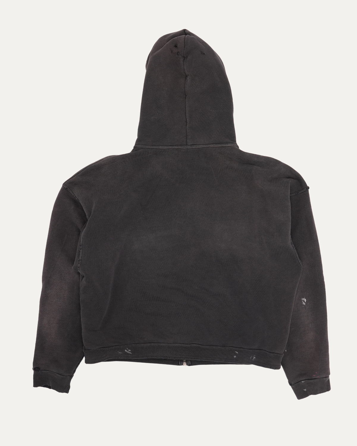 Distressed Logo Zip Up Hoodie