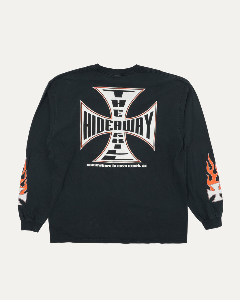 The Hideaway Grill Flaming Cross Long Sleeve T-Shirt