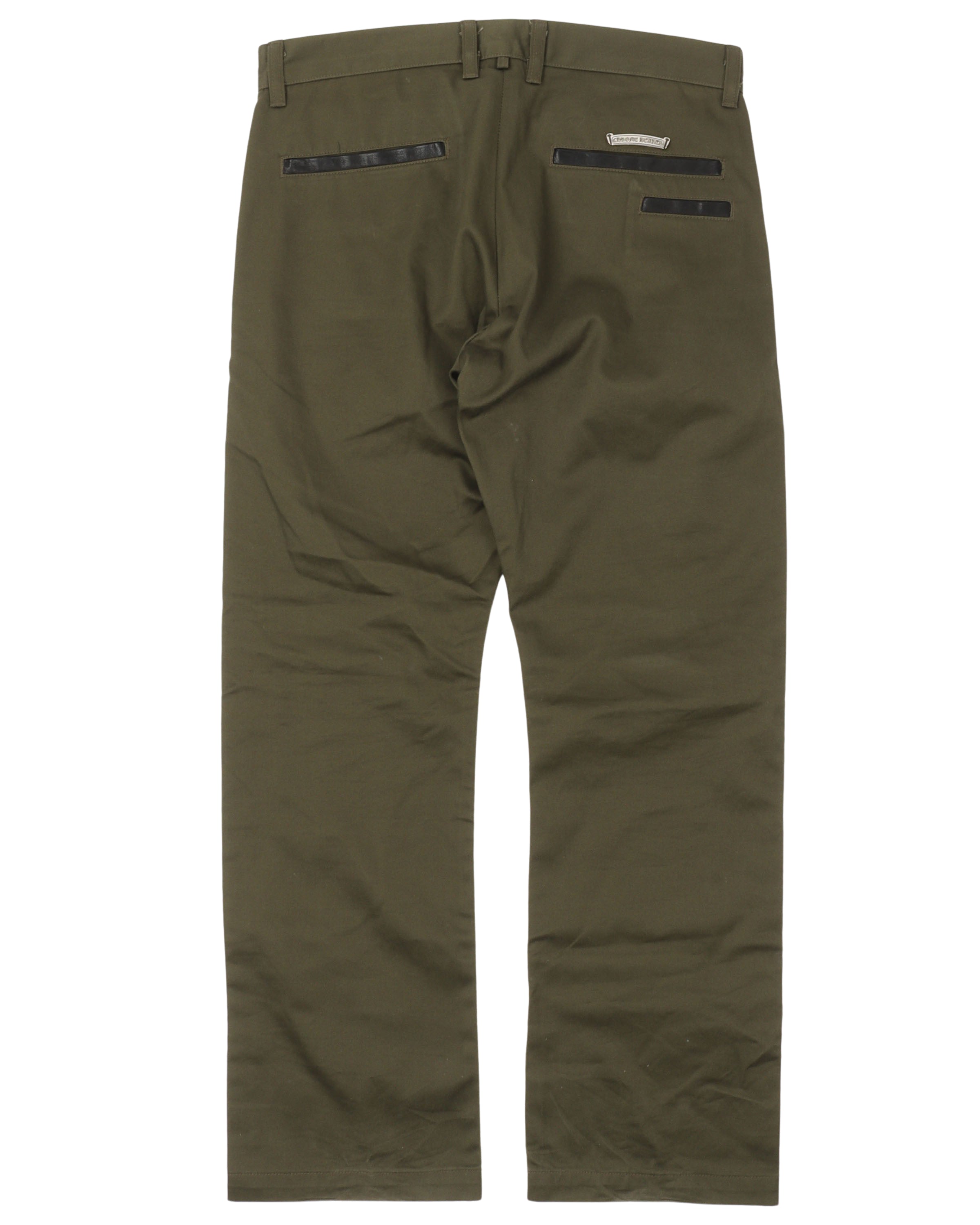 Leather Cross Patch Chino Pants