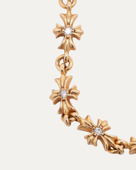 Gold Diamond Tiny E Bracelet