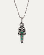 Emerald Dagger Pendant on Ball Chain Necklace