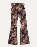 Waterfall Cross Patch Print Flared Mesh Pants