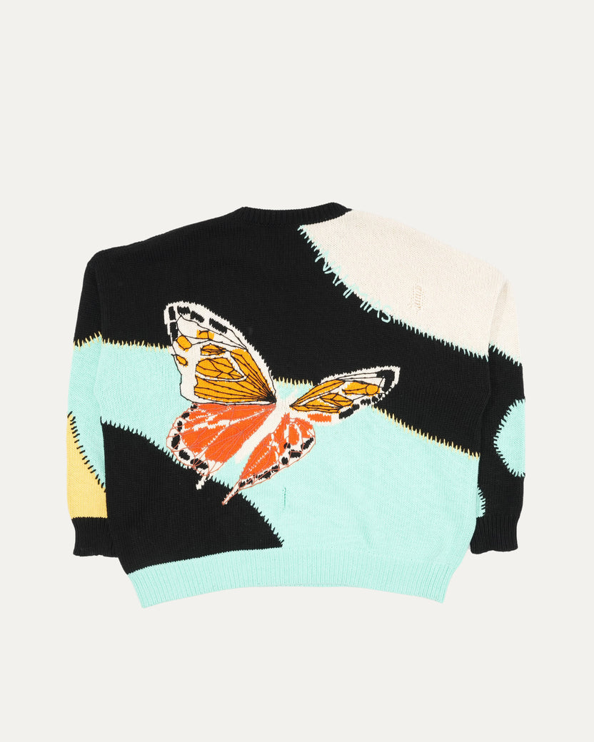 Butterfly Intarsia Crewneck Sweater