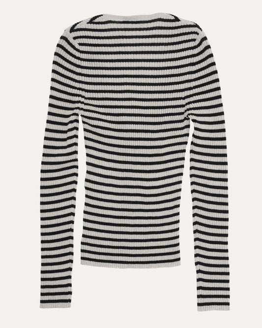 Scoop Neck Ribbed Striped Top