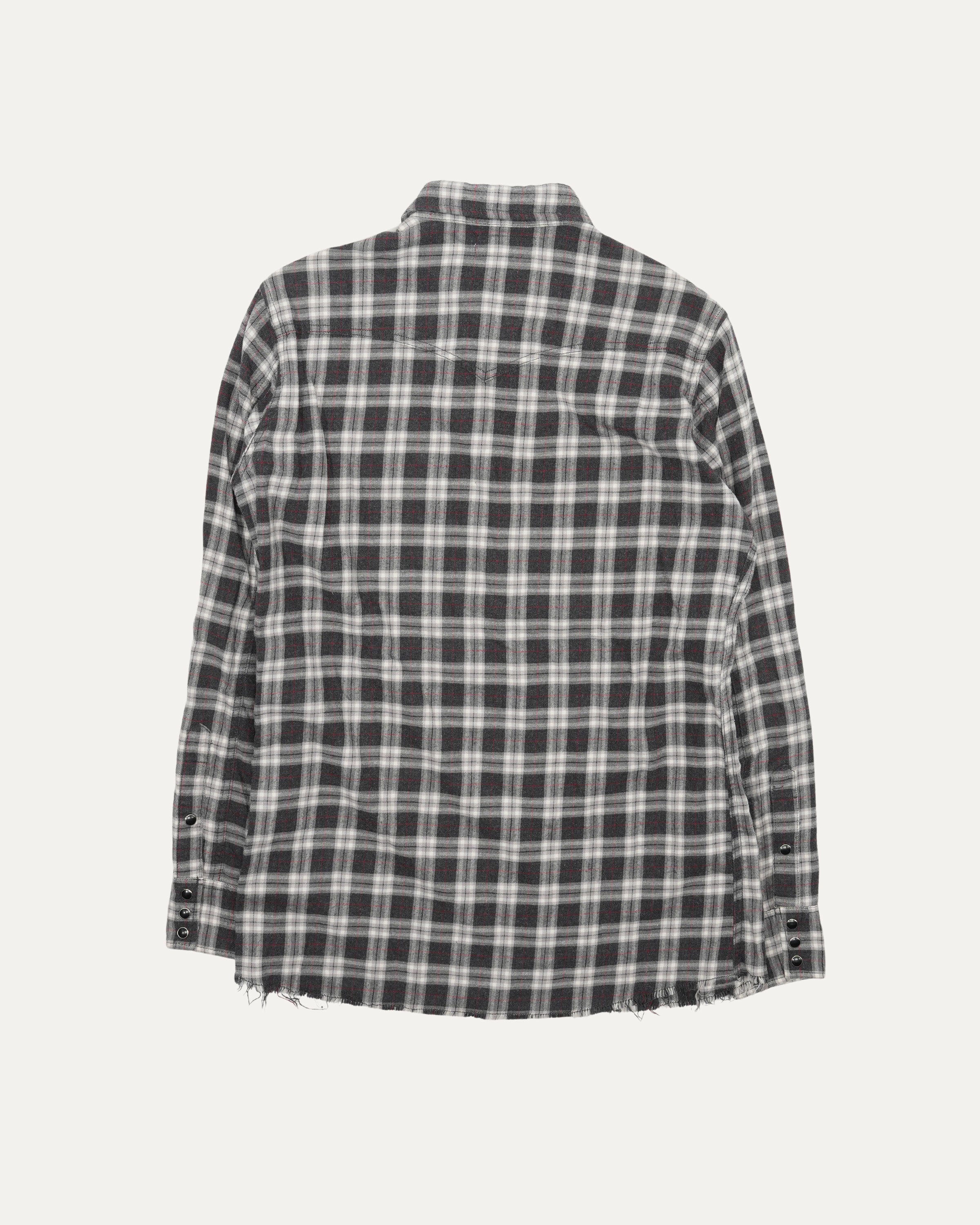 Raw Hem Western Flannel Shirt