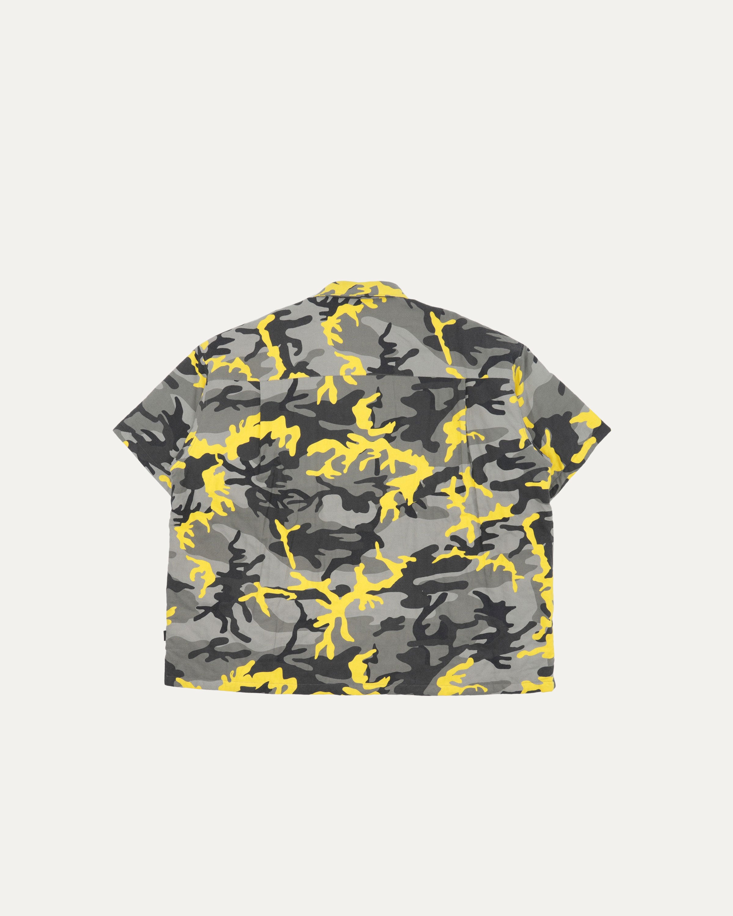 Quilted Lining Oversized Camouflage Short Sleeve Shirt