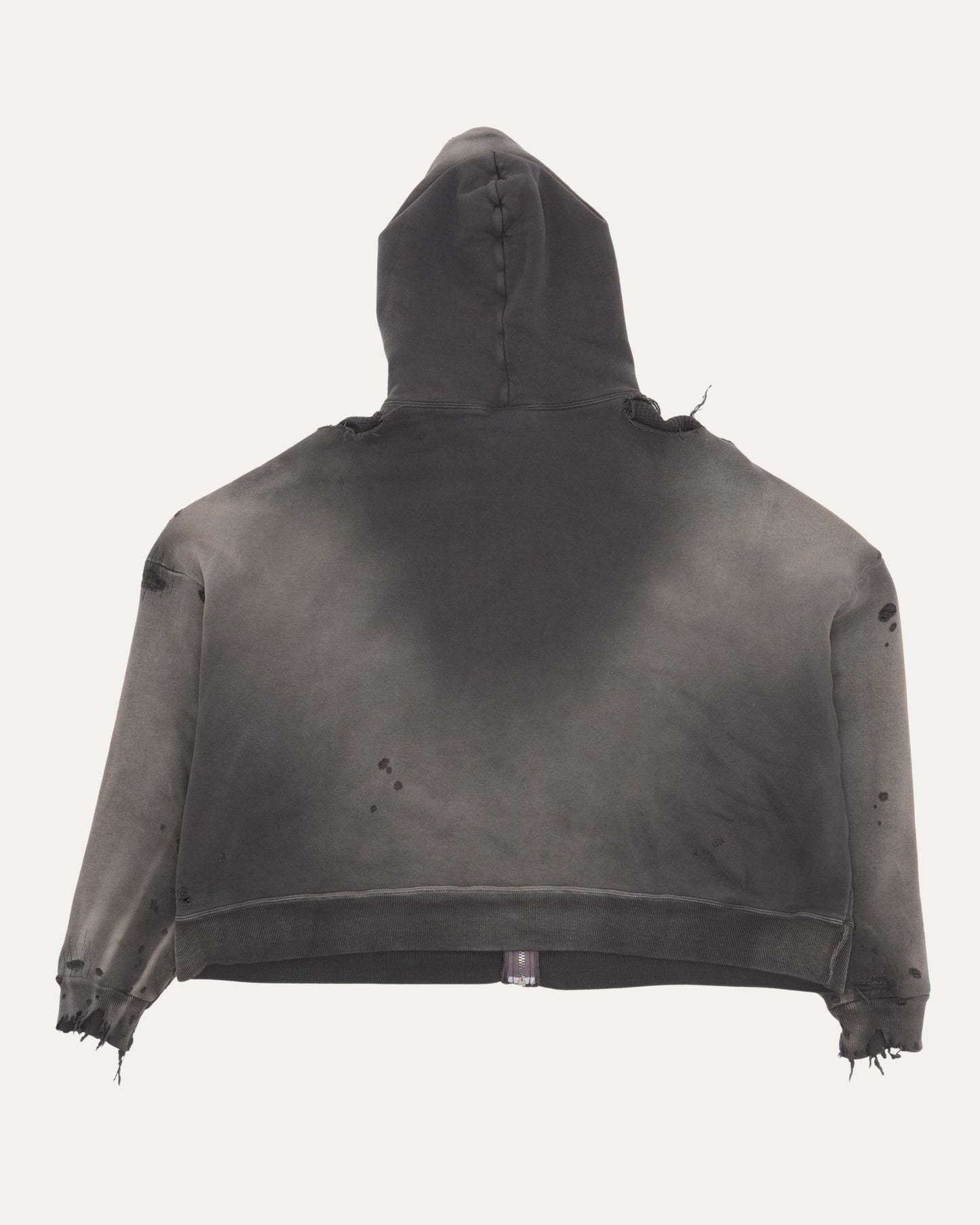 Distressed Thermal Lined Zip Up Hoodie