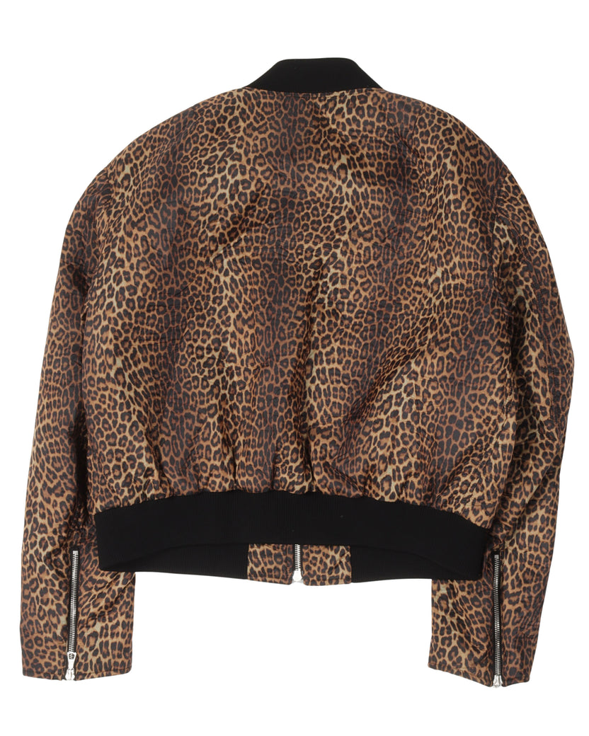 Leopard Print Satin Jacket