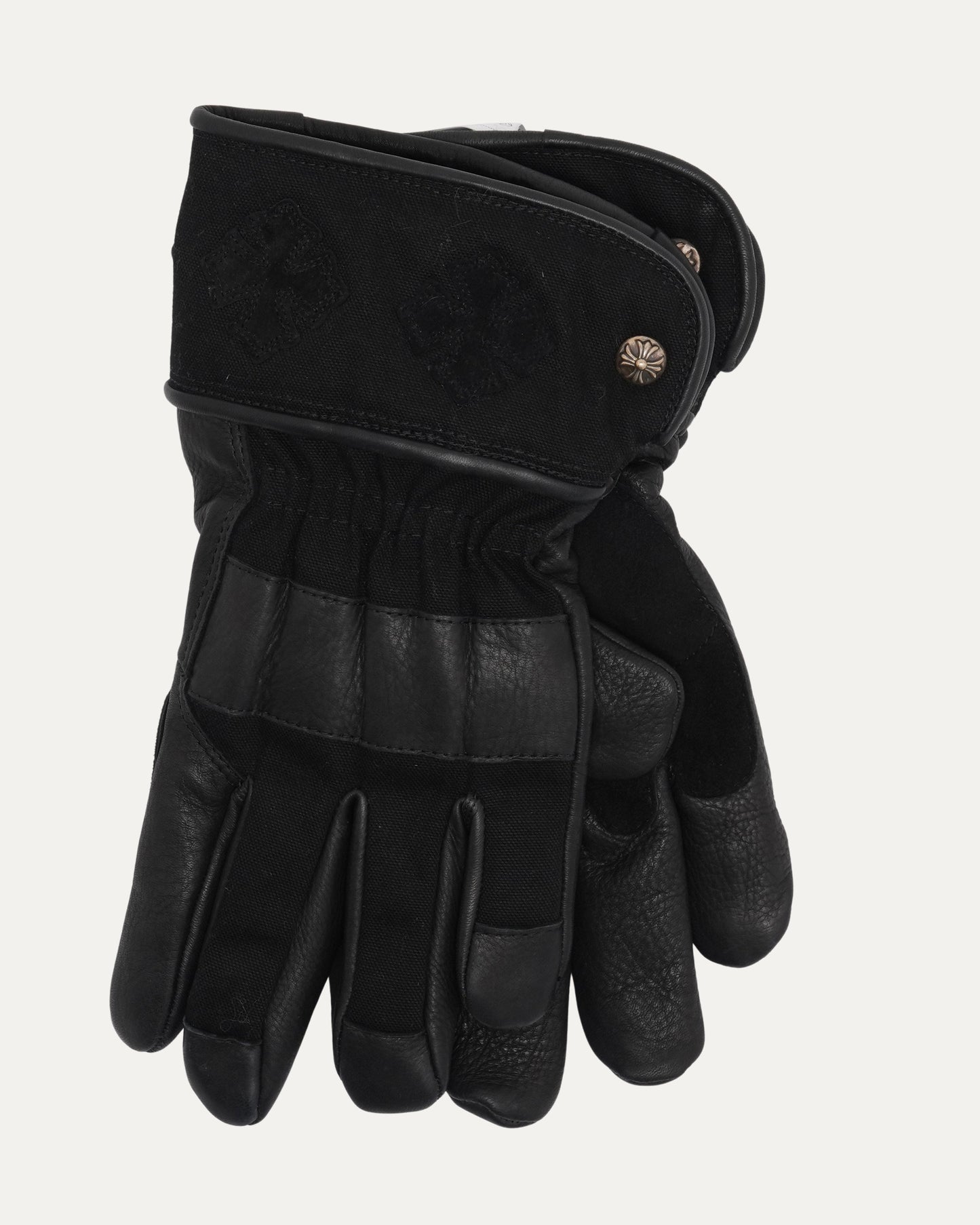 Cross Patch Leather Motorcycle Gloves
