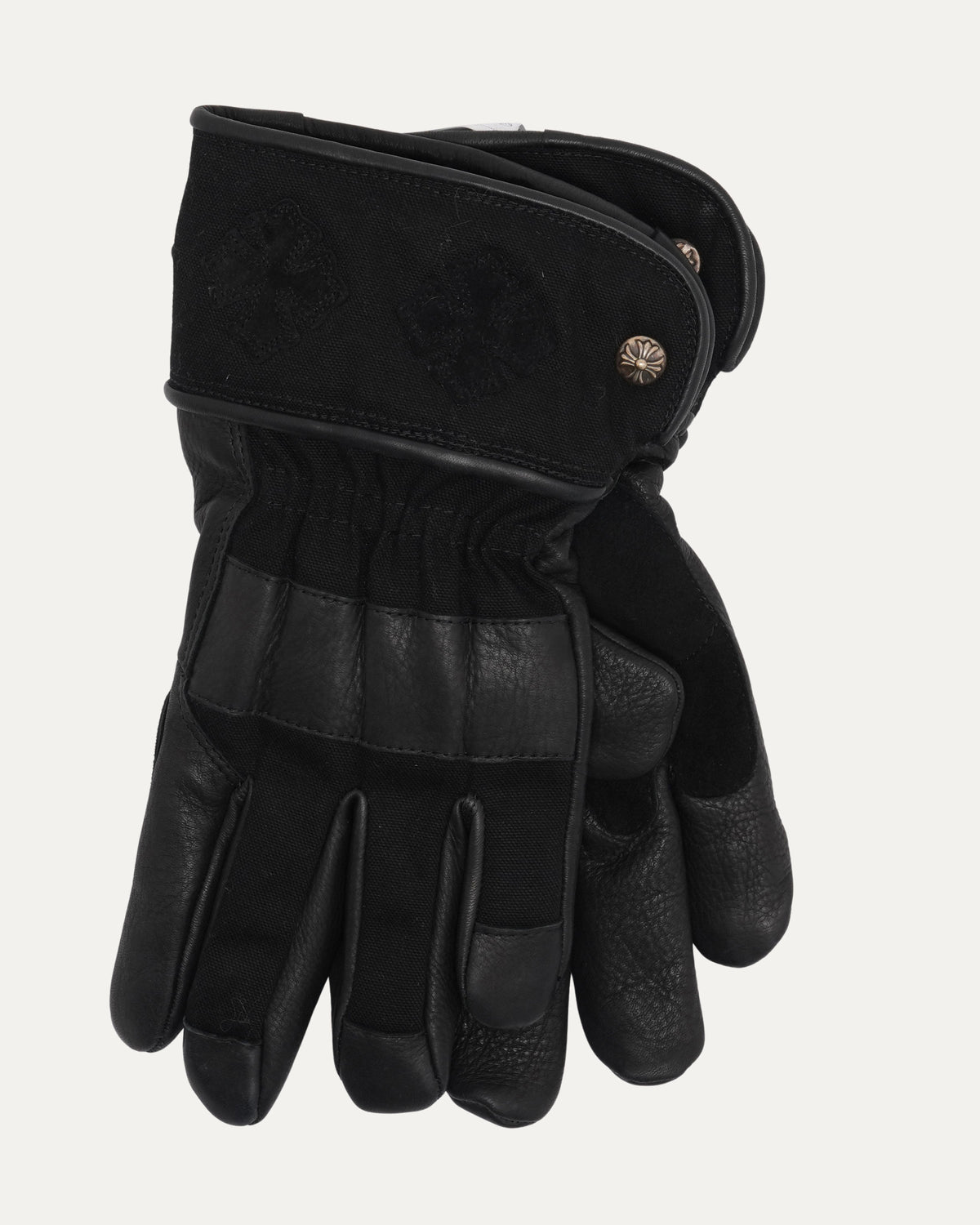 Cross Patch Leather Motorcycle Gloves