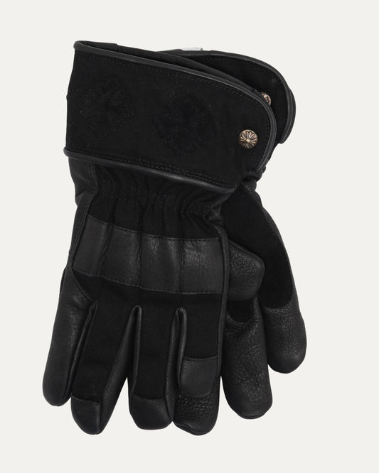 Cross Patch Leather Motorcycle Gloves